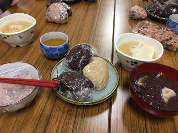 おはぎ、ぜんざい、赤飯の出来上がり