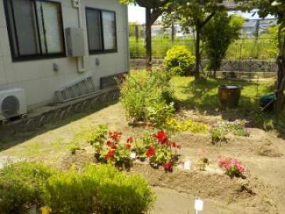 利用者さんも手入れしている見事なお庭と花